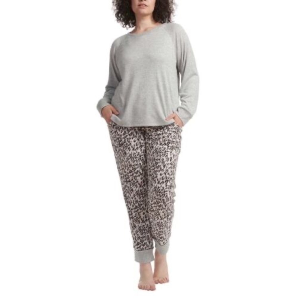NWT Karen Neuburger Live Love Lounge 3 piece Pajama Set Gray Animal Print